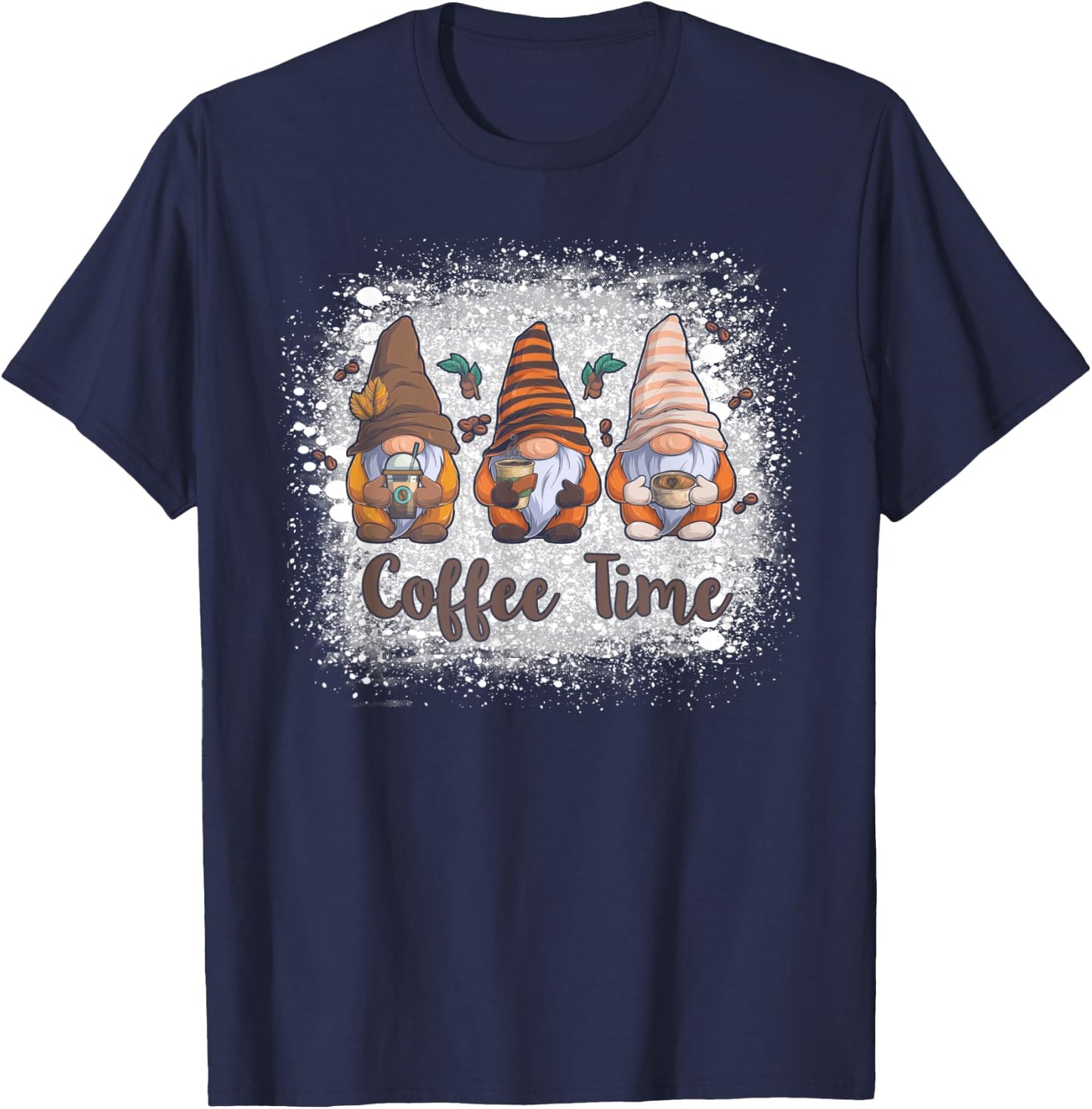 Cute Gnomes Coffee Time Caffeine T-Shirt - T-Shirt | Navy