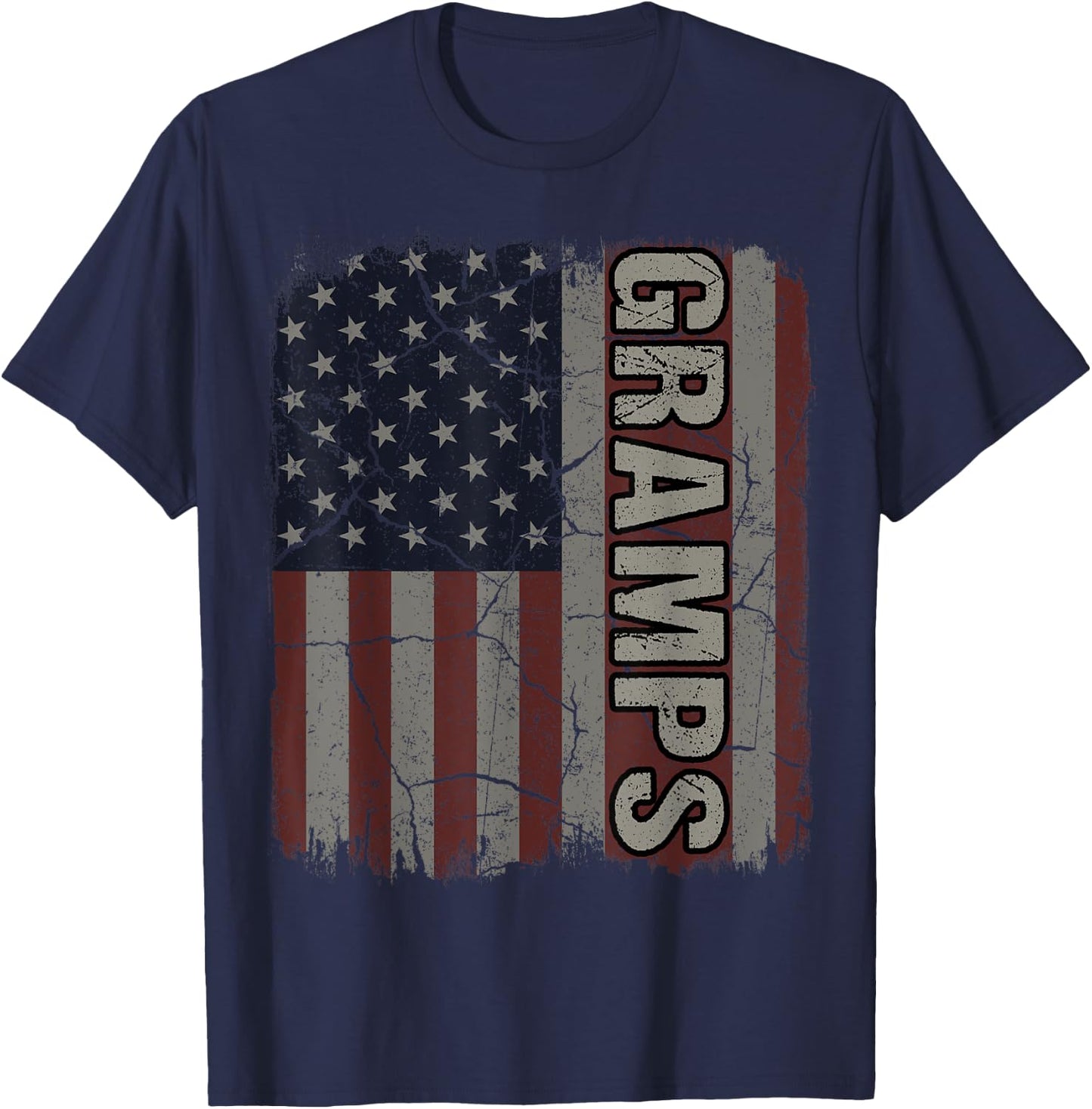 Gramps American Flag Vintage Father's Day 4th of July Gift T-Shirt - T-Shirt | Navy