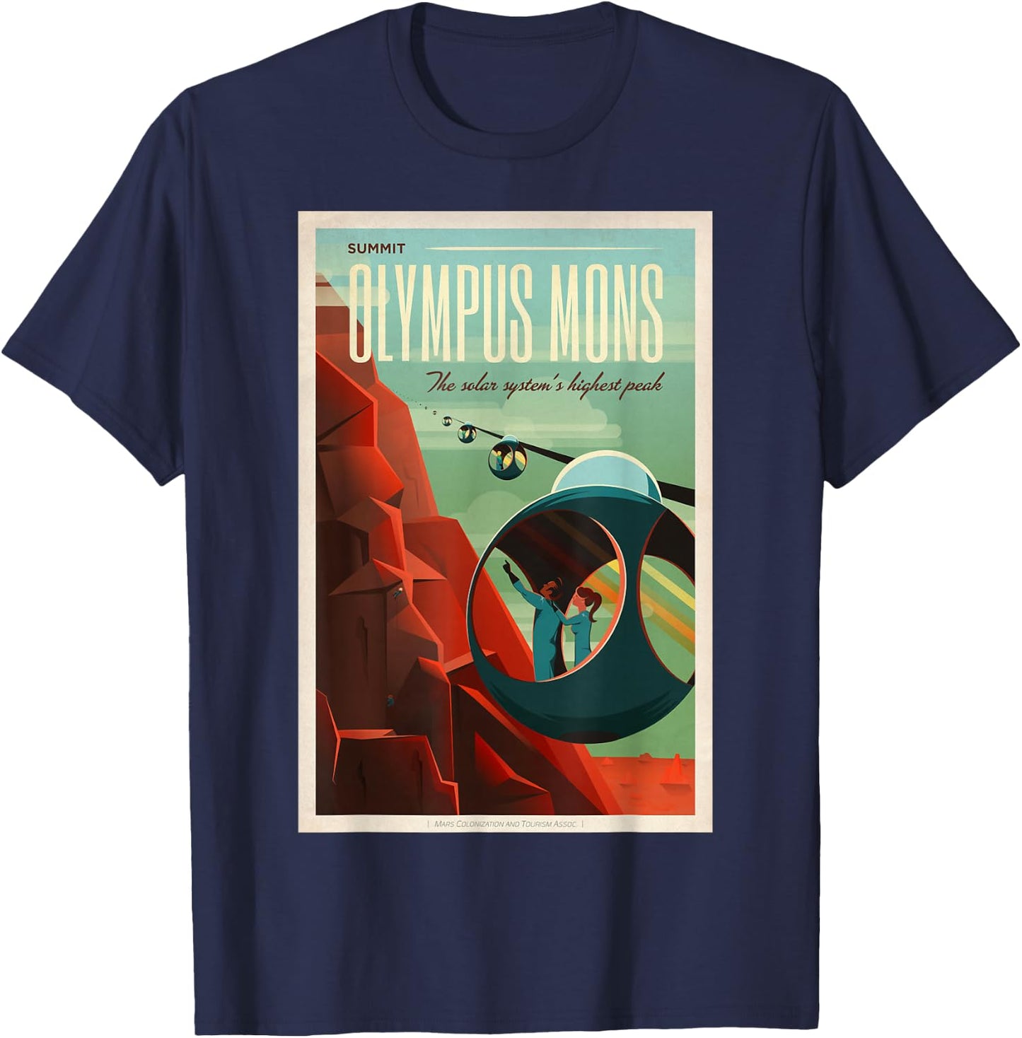 Olympus Mons Mars Colony Astronaut Exploration Retro Space T-Shirt - T-Shirt | Navy