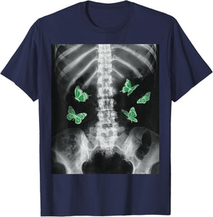 Egirl Xray Skeleton Green Butterfly Harajuku Dark Grunge Alt T-Shirt - T-Shirt | Navy