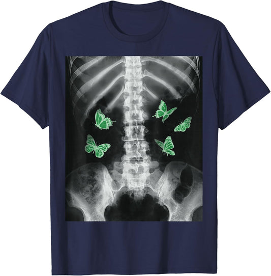 Egirl Xray Skeleton Green Butterfly Harajuku Dark Grunge Alt T-Shirt - T-Shirt | Navy
