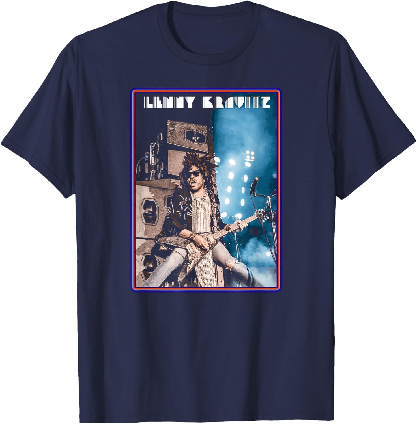 Lenny Kravitz – Live Guitar Poster T-Shirt - T-Shirt | Navy