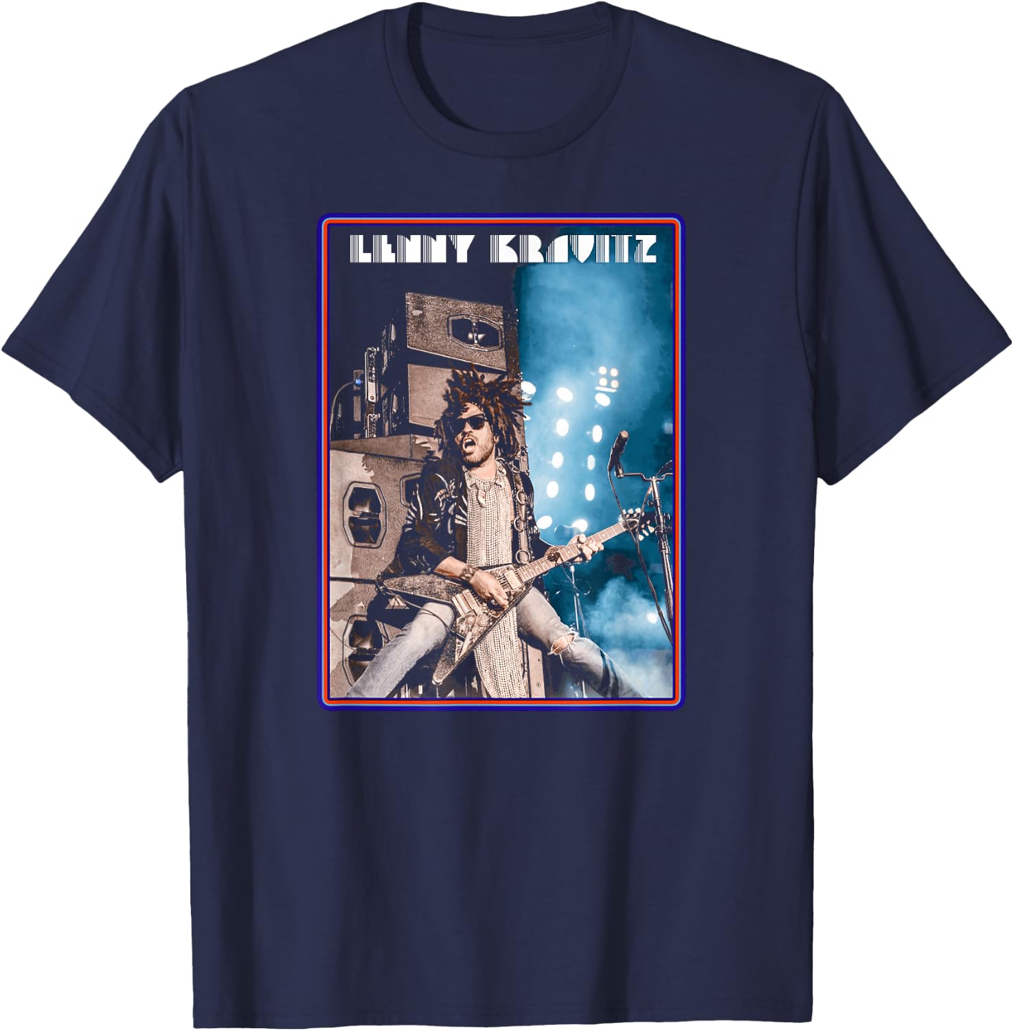 Lenny Kravitz – Live Guitar Poster T-Shirt - T-Shirt | Navy