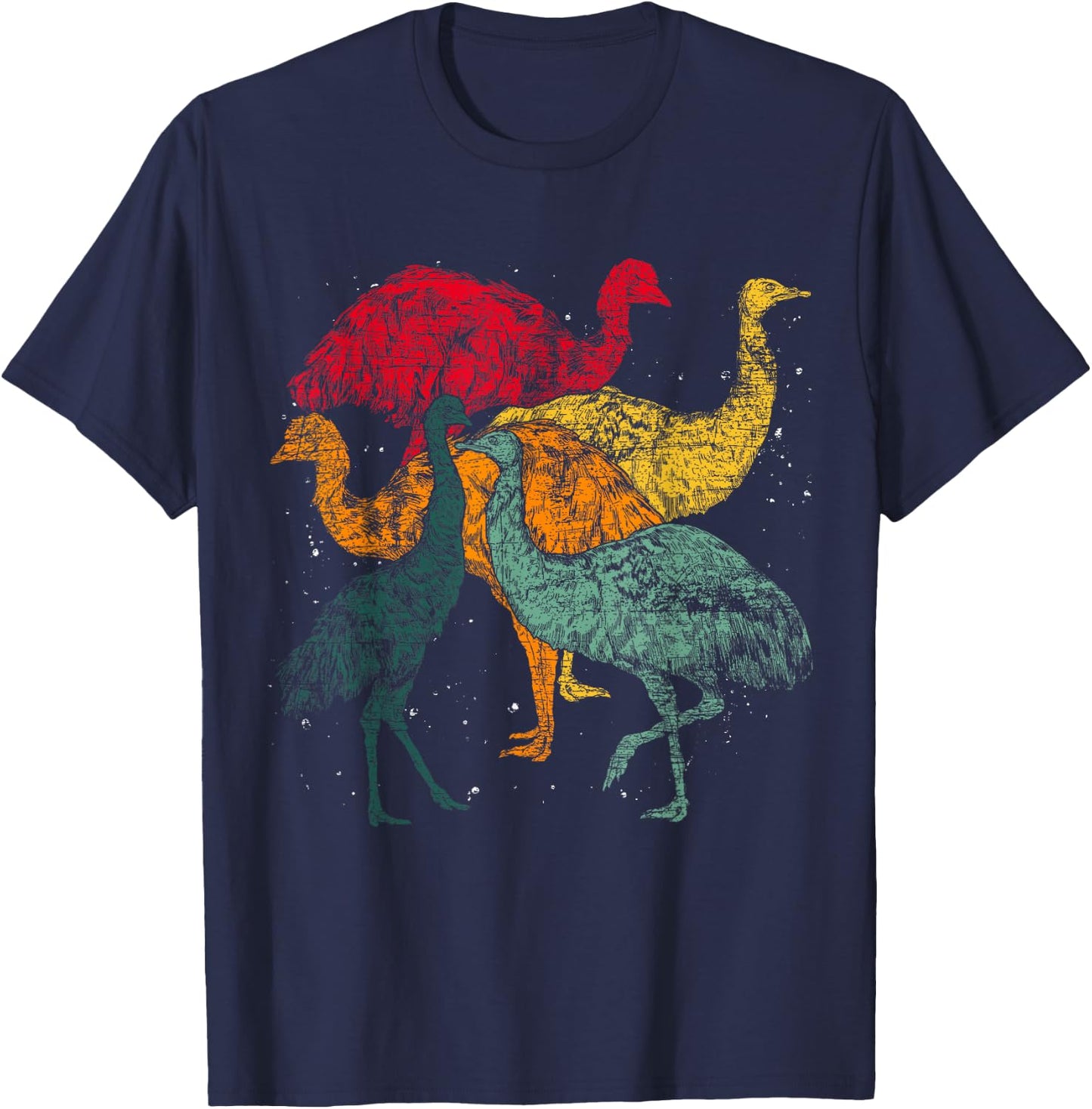 Retro Australian Animal Emu Lover Flightless Bird Emu T-Shirt - T-Shirt | Navy