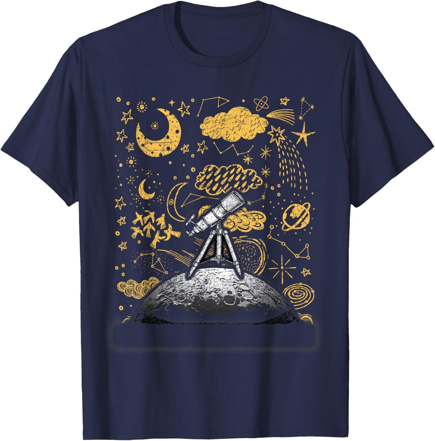 Moon Spaceship Astronomy Planets Astronaut T-Shirt - T-Shirt | Navy