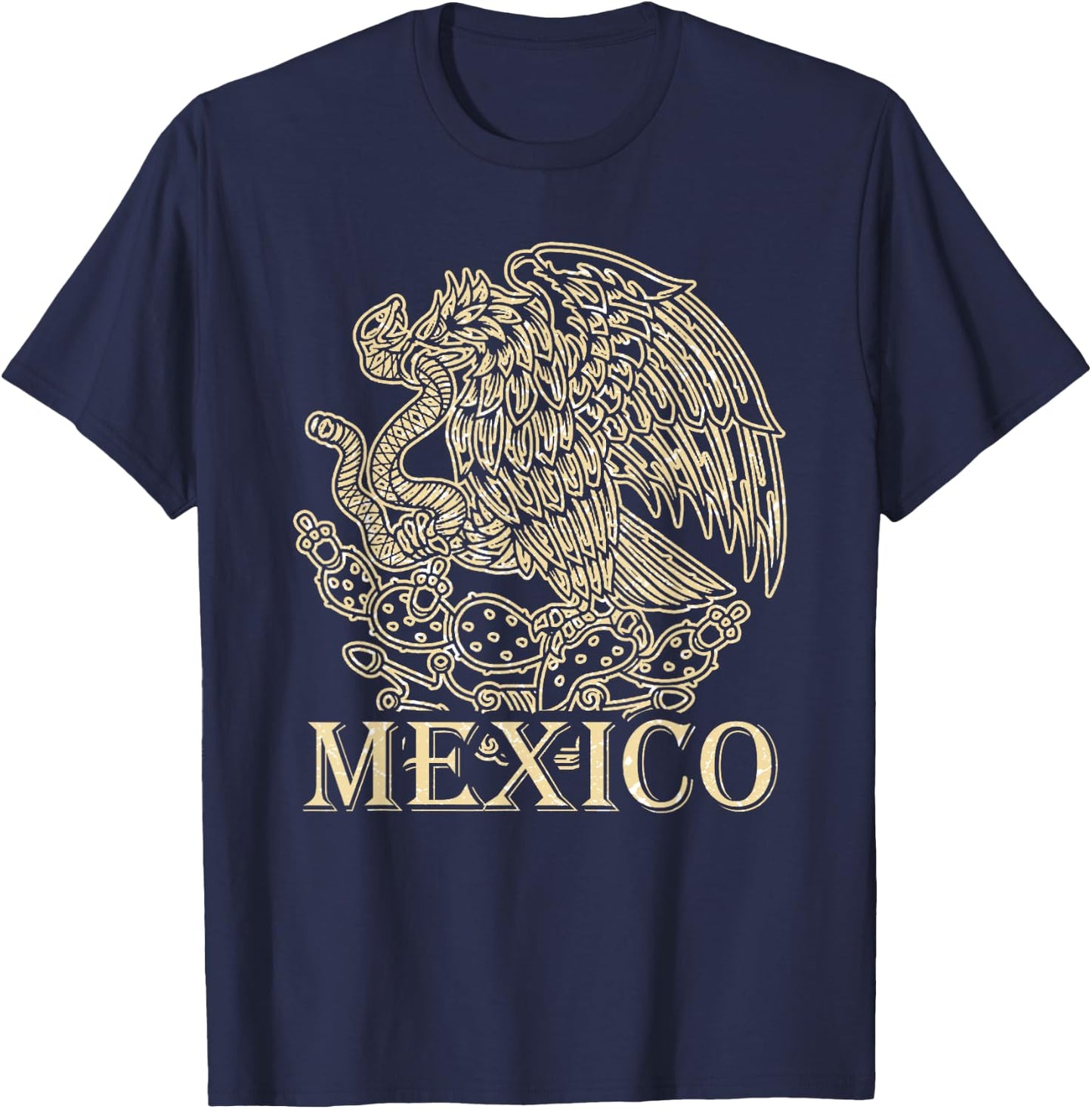 Mexico Mexican Coat Of Arms Flag Eagle Snake T-Shirt - T-Shirt | Navy