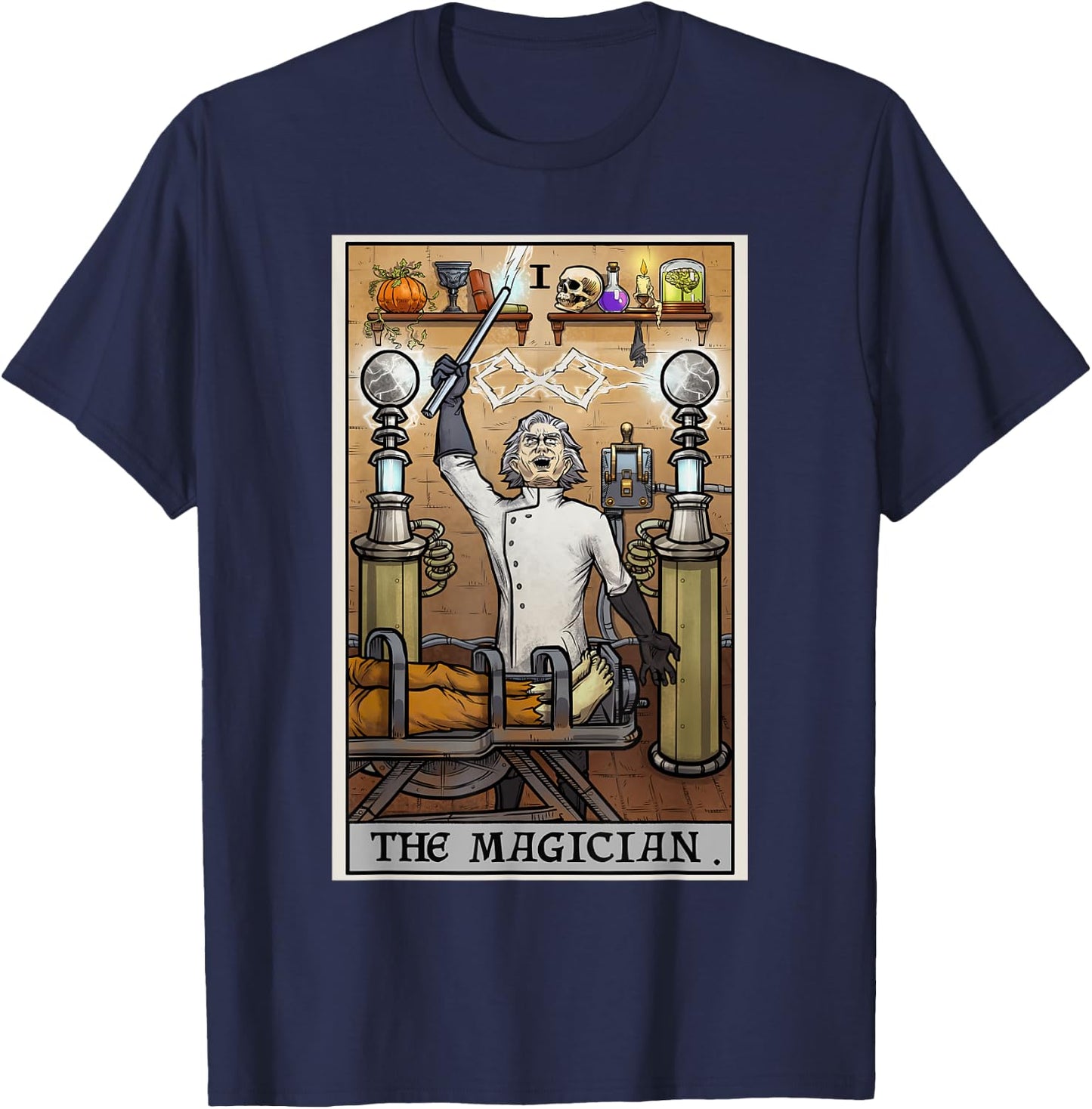 The Magician Tarot Card Halloween Mad Scientist Horror Goth T-Shirt - T-Shirt | Navy