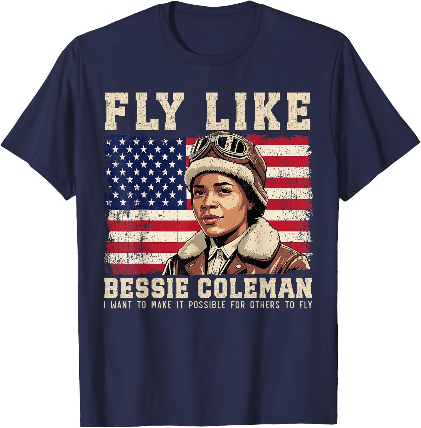 Bessie Coleman – First Black Female Pilot Tribute T-Shirt - T-Shirt | Navy