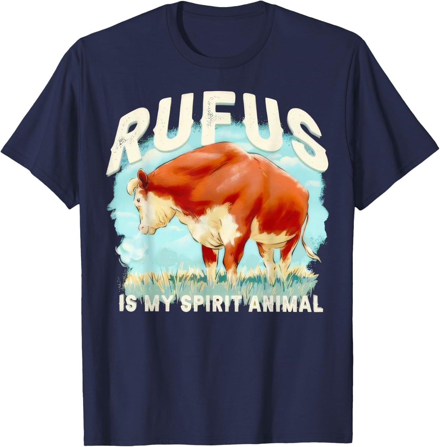 Rufus The Bull Rufus is My Spirit Animal T-Shirt - T-Shirt | Navy