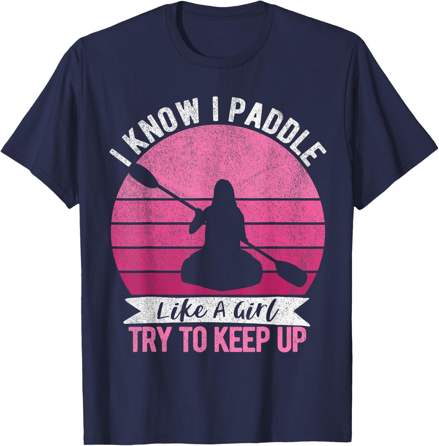Funny Girl Kayak Retro Kayaking Paddling T-Shirt - T-Shirt | Navy