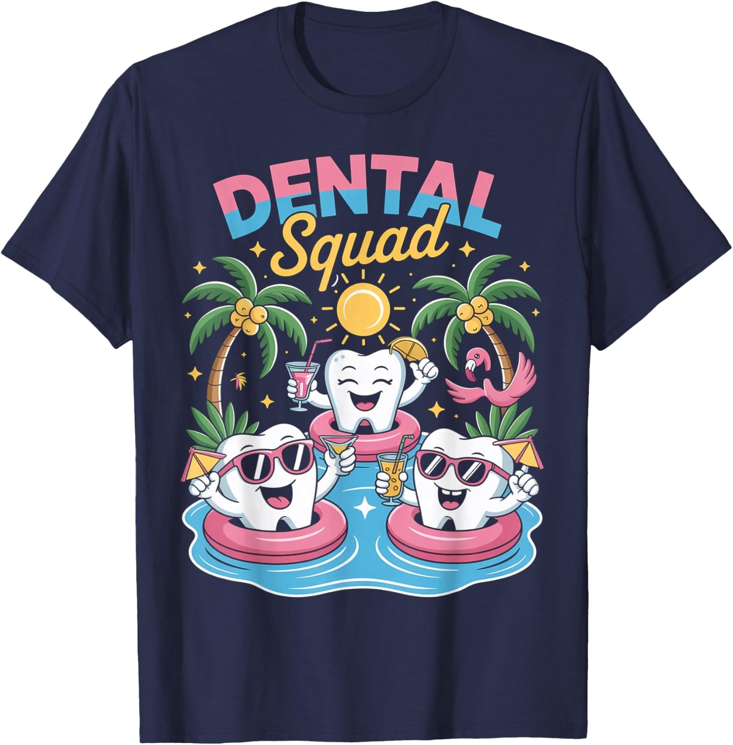 Dentist Squad Summer Tooth Teeth Pool Vacation Cruise Dental T-Shirt - T-Shirt | Navy
