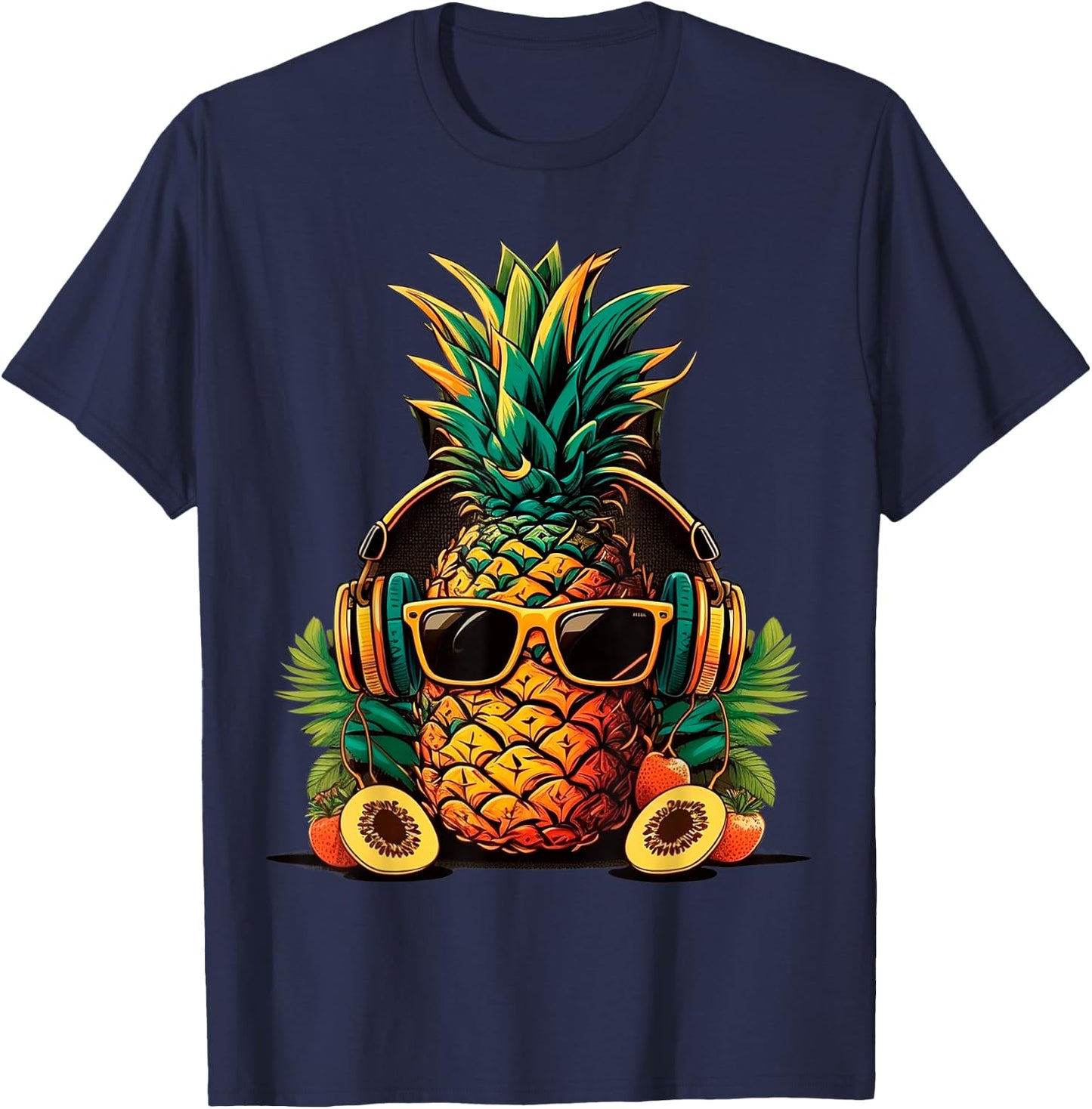 Pineapple With Sunglasses Hawaii Hawaii Men Women Kids T-Shirt - T-Shirt | Navy
