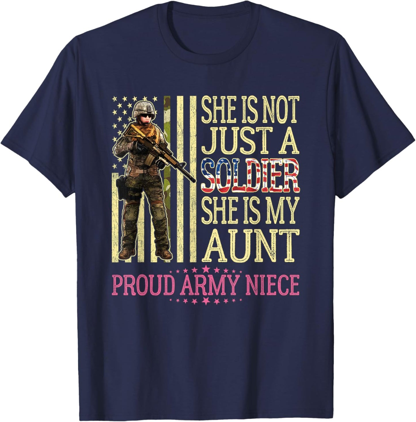 My Aunt Is A Soldier Hero Proud Army Niece Military Family T-Shirt - T-Shirt | Navy