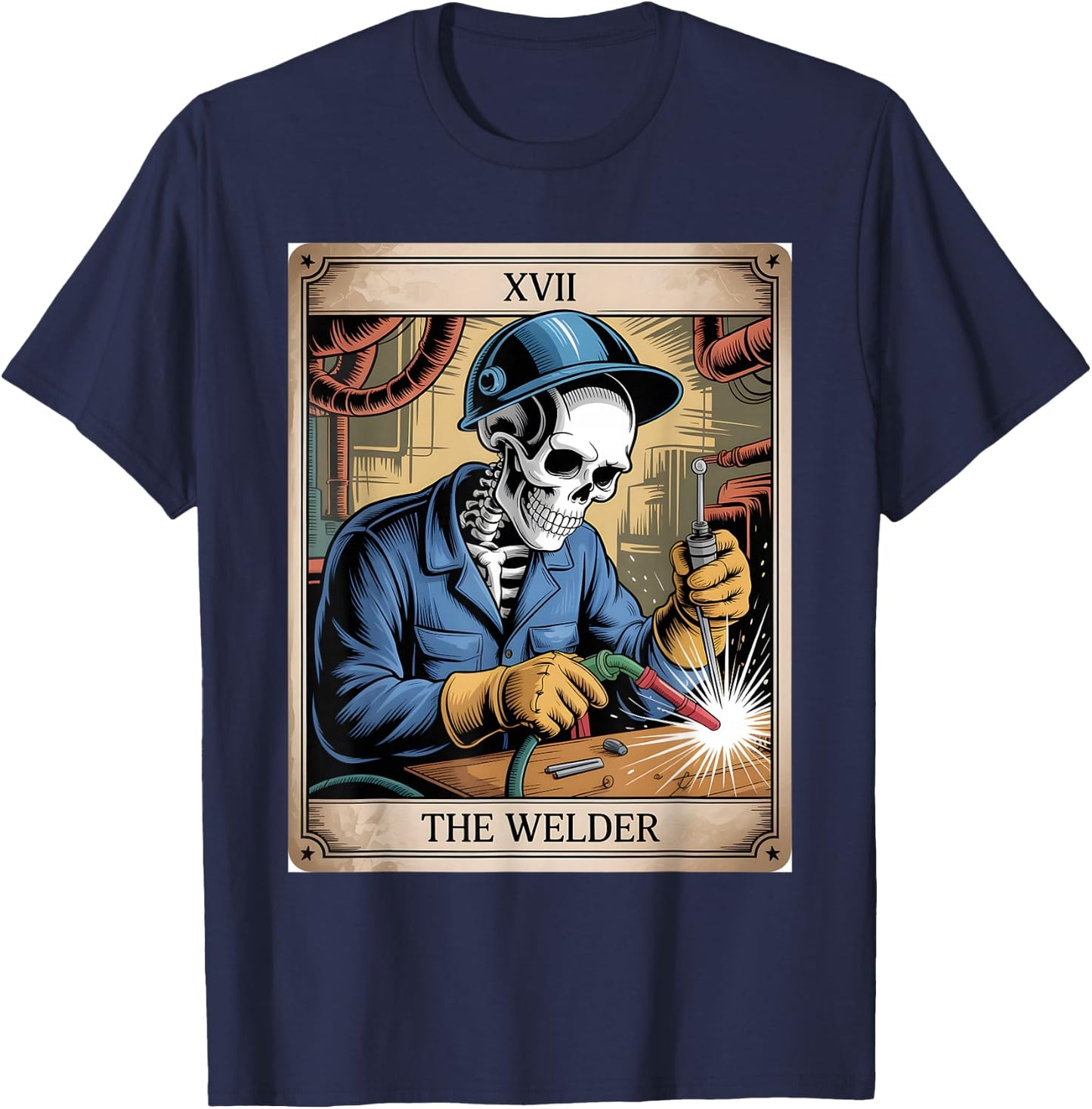 Welder Welding Funny Welding Tarot Card The Welder T-Shirt - T-Shirt | Navy