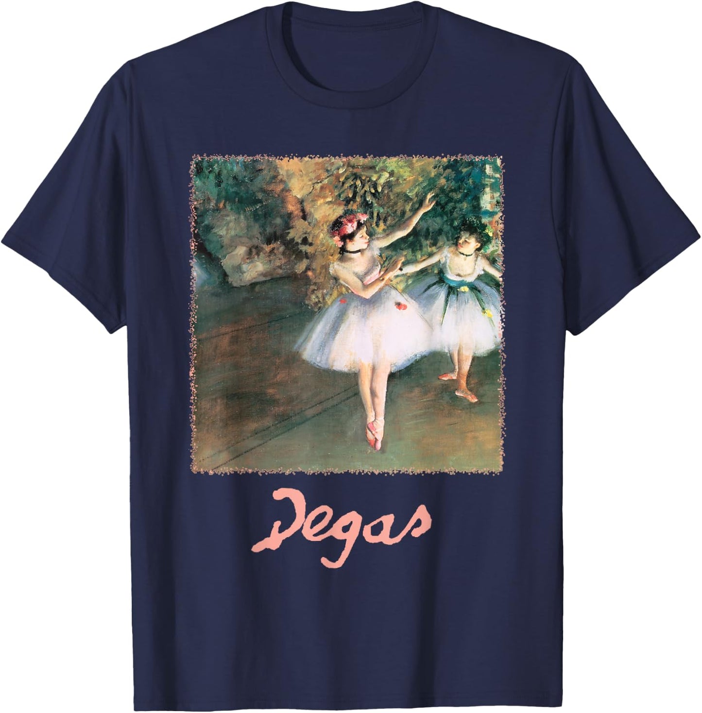 Two Dancers on a Stage by Edgar Degas, Vintage Ballet Art T-Shirt - T-Shirt | Navy