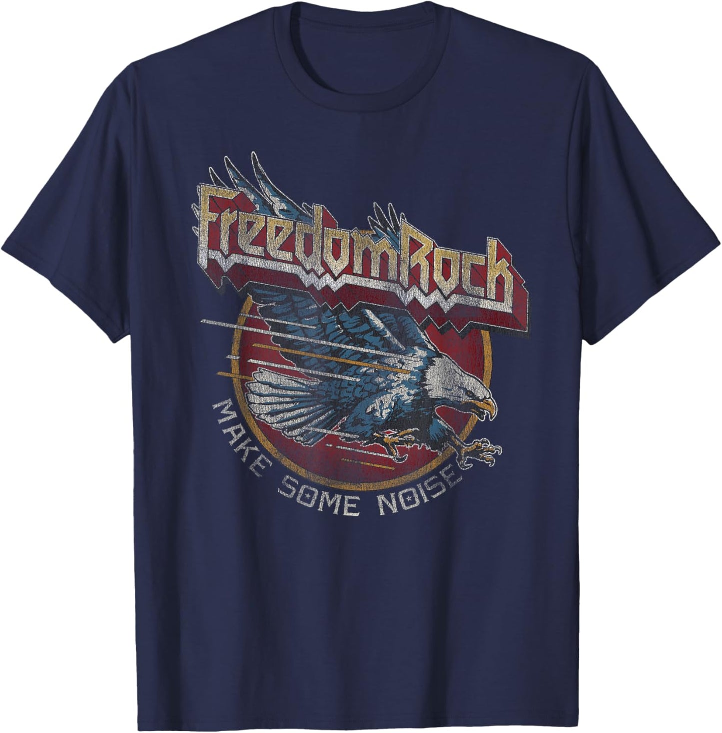 Freedom Rock USA Eagle Vintage Retro Band Concert 4th July T-Shirt - T-Shirt | Navy