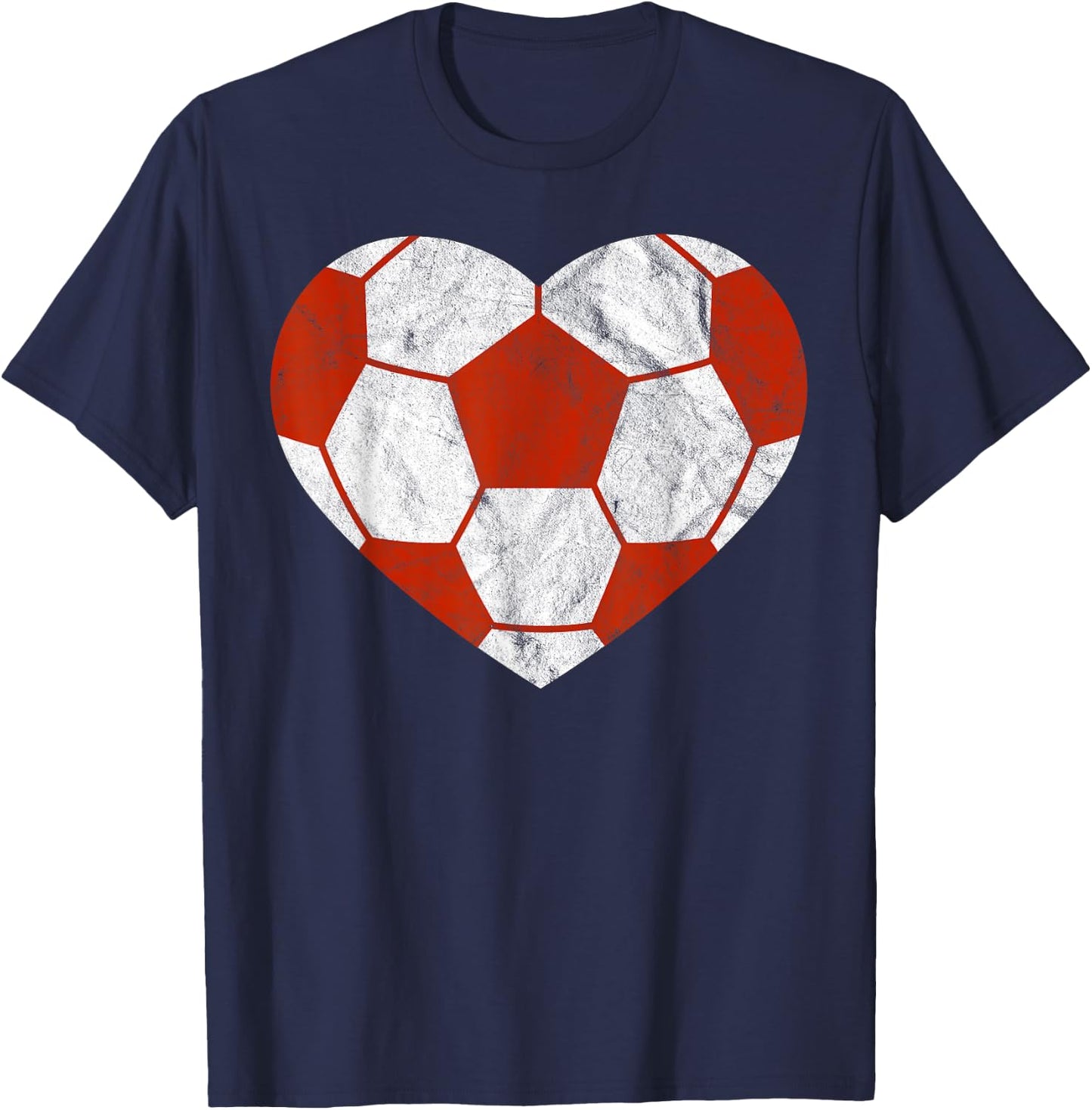 Vintage Football Heart Gift Soccer Player Valentine's Day T-Shirt - T-Shirt | Navy