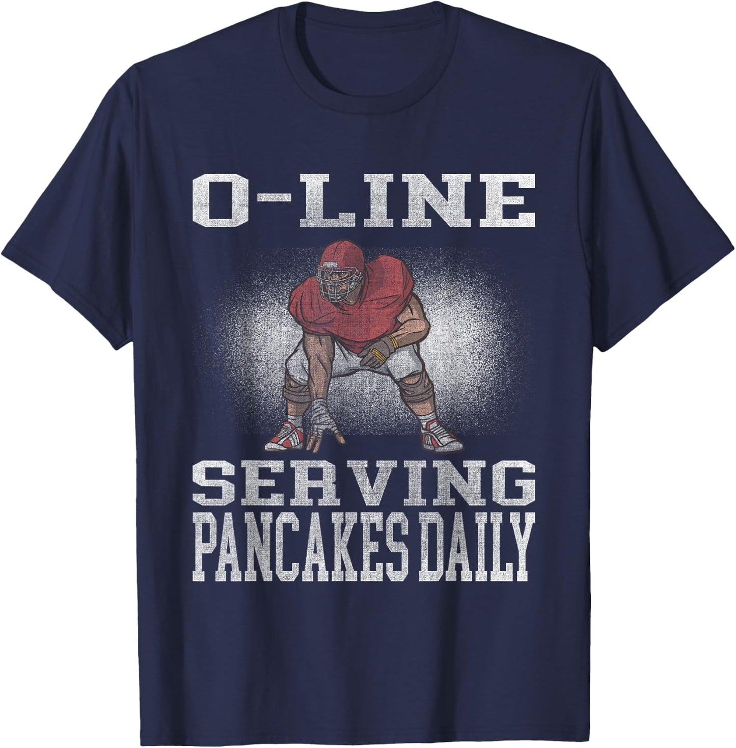 Football Lineman Serving Pancakes Offensive LIne T-Shirt - T-Shirt | Navy