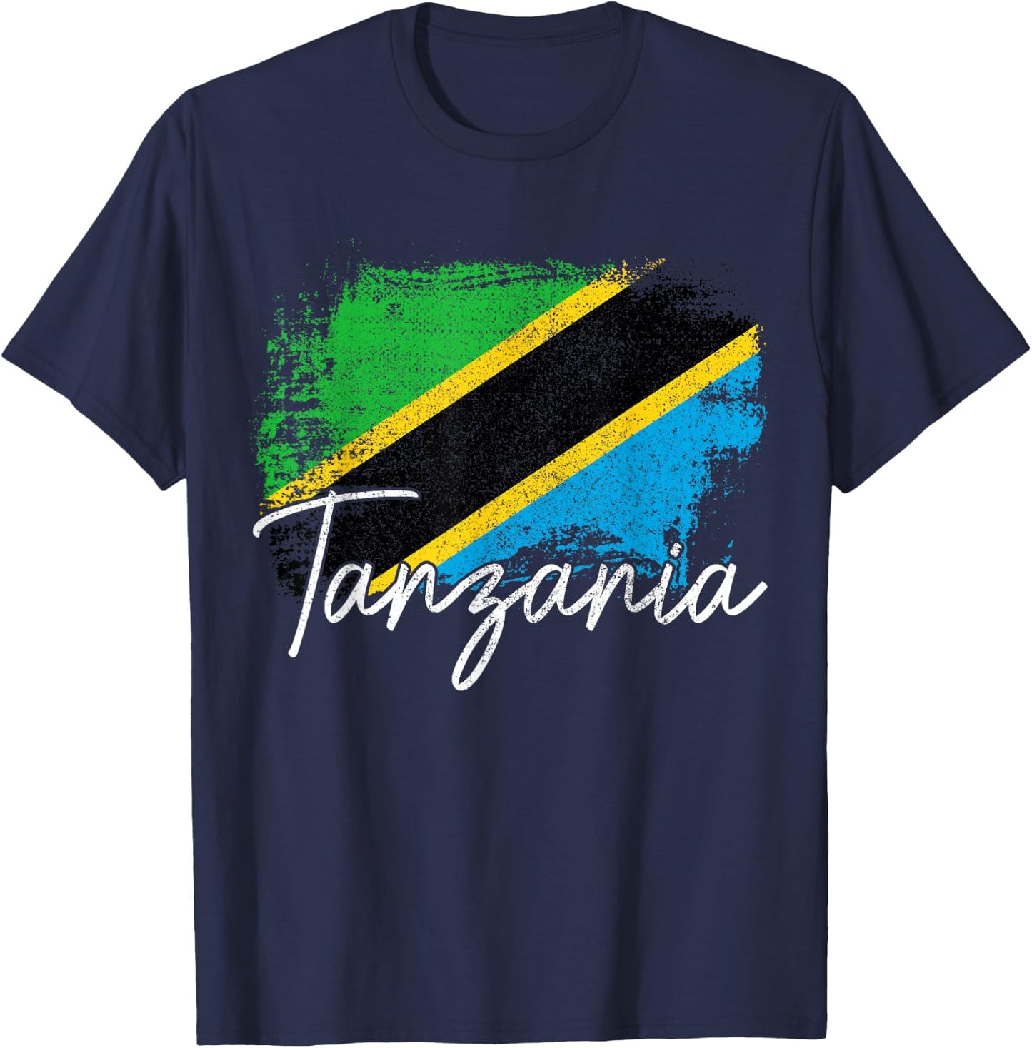 Tanzania Vintage Tanzanian Pride Roots Flag T-Shirt - T-Shirt | Navy
