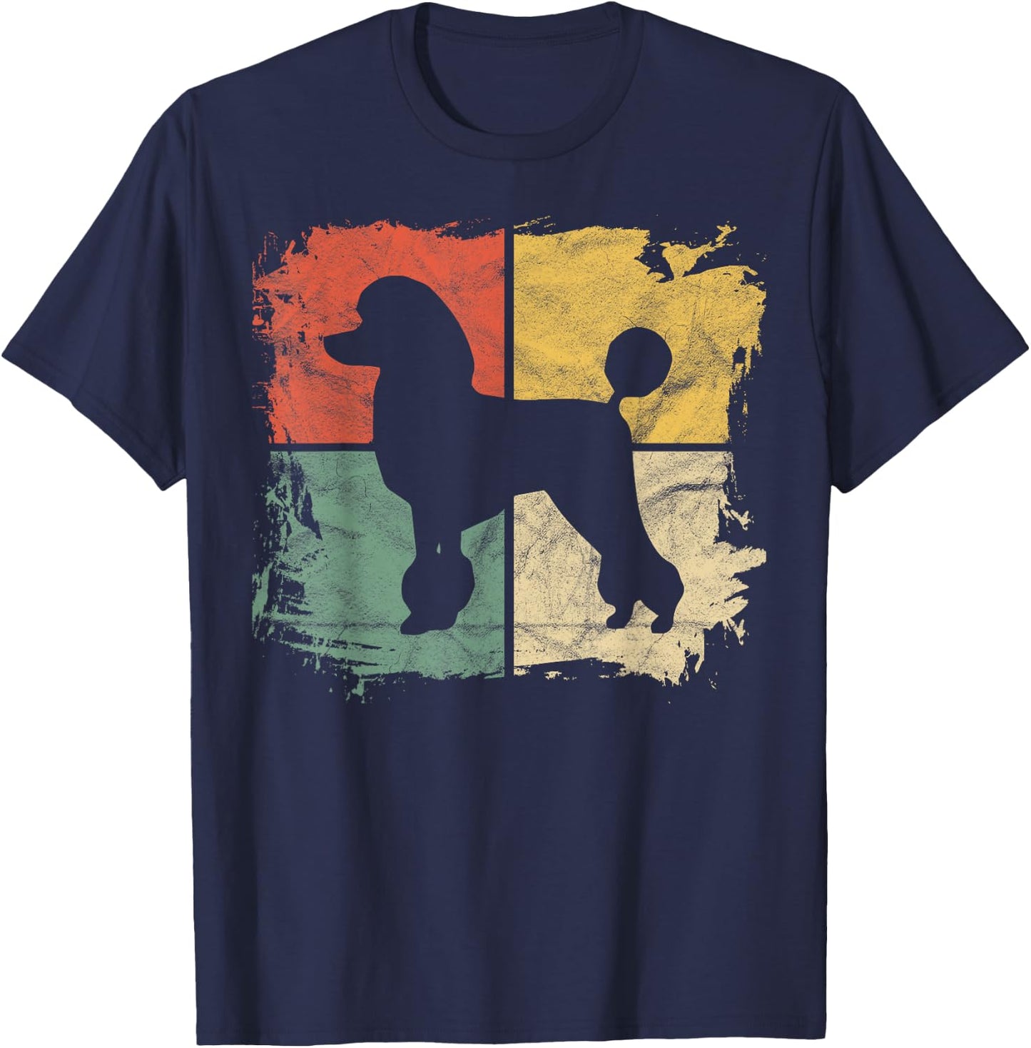 Square Retro Poodle Owner Gift Dog Poodle Dad Mom Women Girls Kids T-Shirt - T-Shirt | Navy