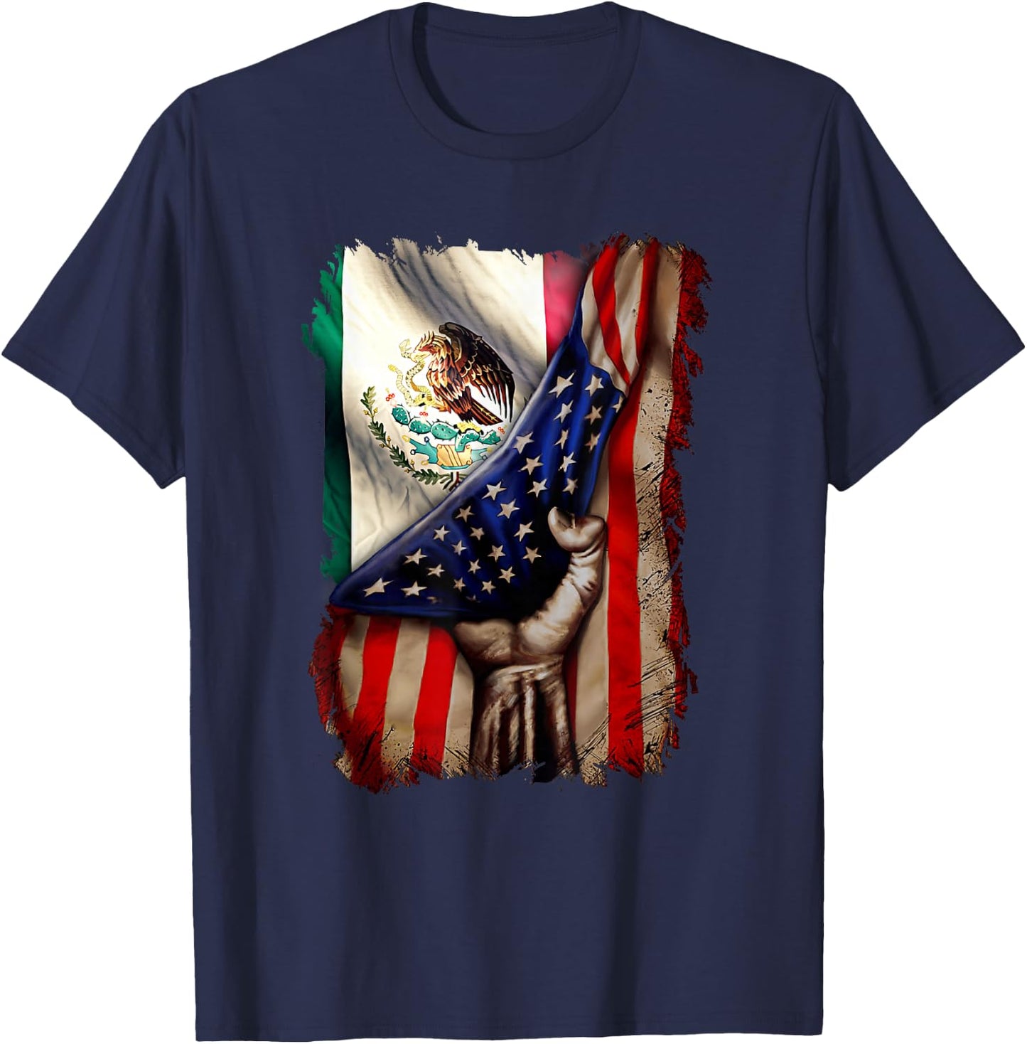 Mexican Roots American Mexican Flag Mexico is Calling T-Shirt - T-Shirt | Navy