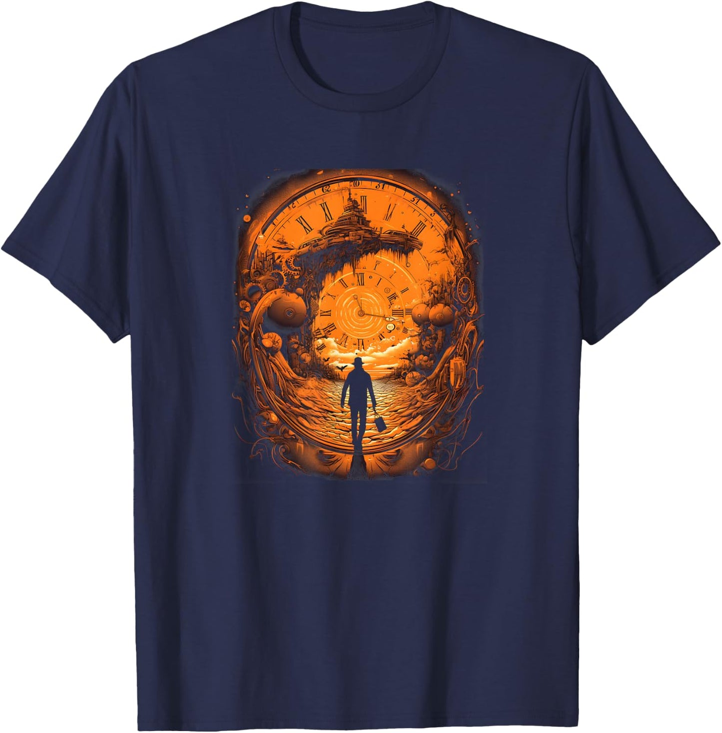 Time Traveler: Time Travel Tunnel Scientist in Time Machine T-Shirt - T-Shirt | Navy