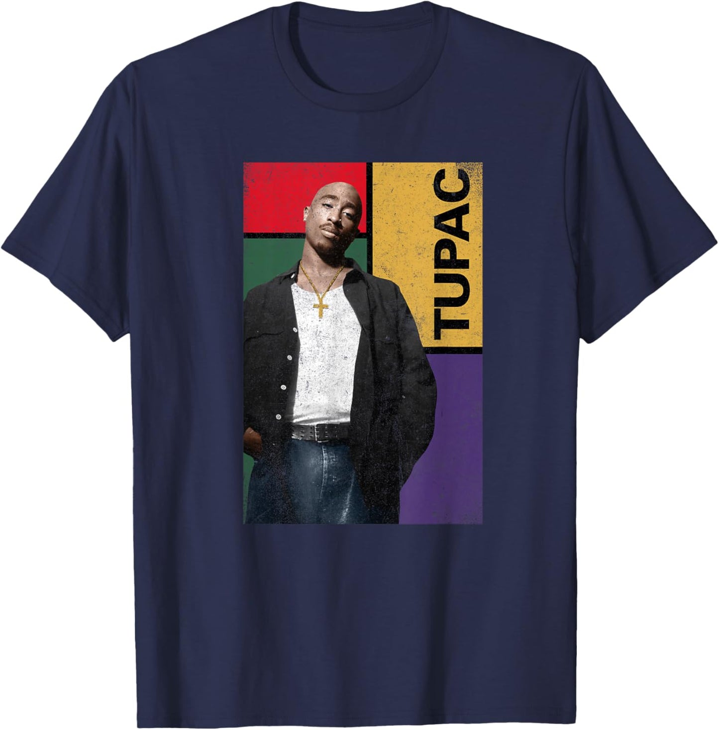 Tupac Vintage Squared T-Shirt - T-Shirt | Navy