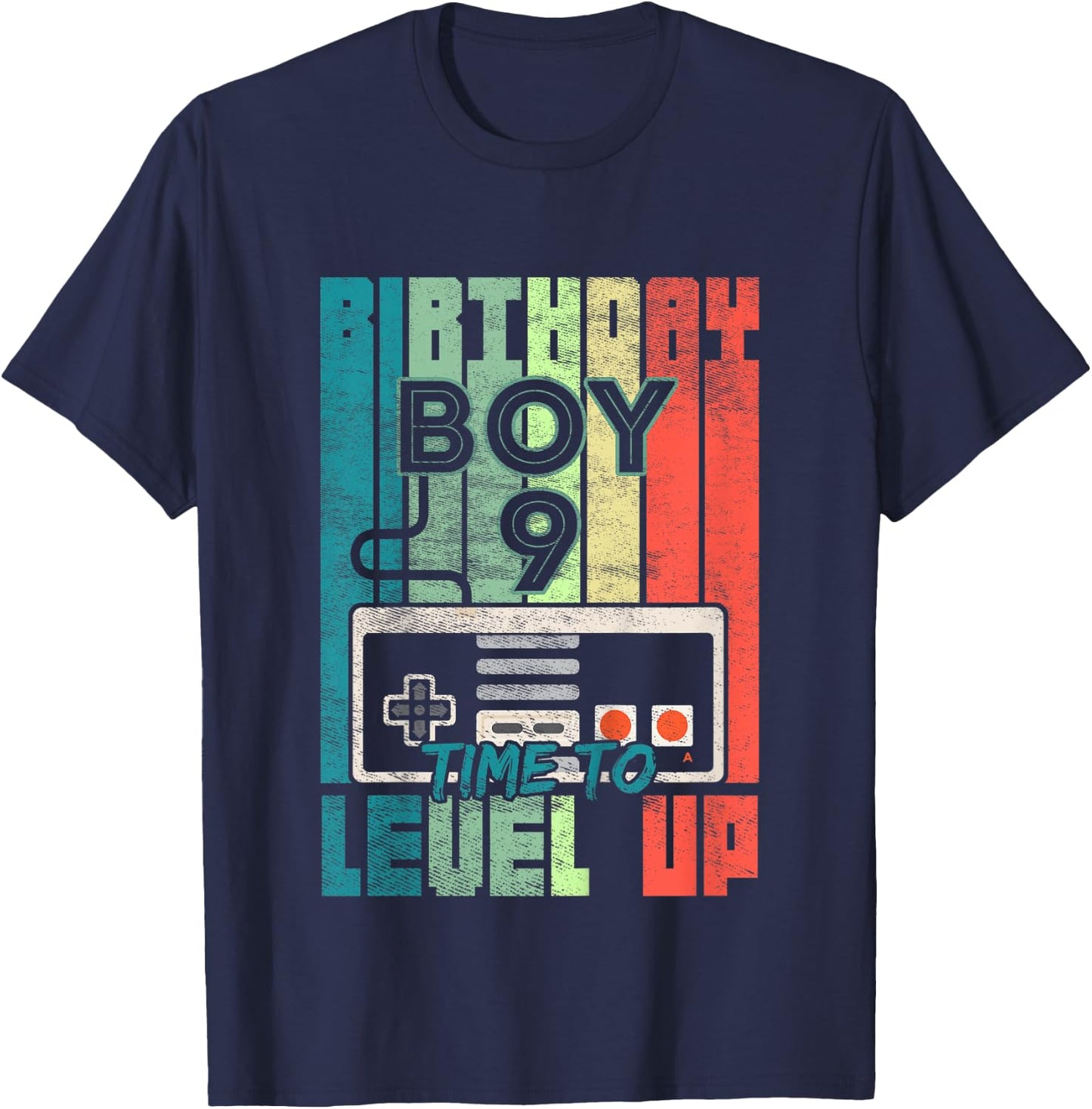 Kids Birthday Boy 9 Time to Level Up 9 Birthday Boy Level Up T-Shirt - T-Shirt | Navy