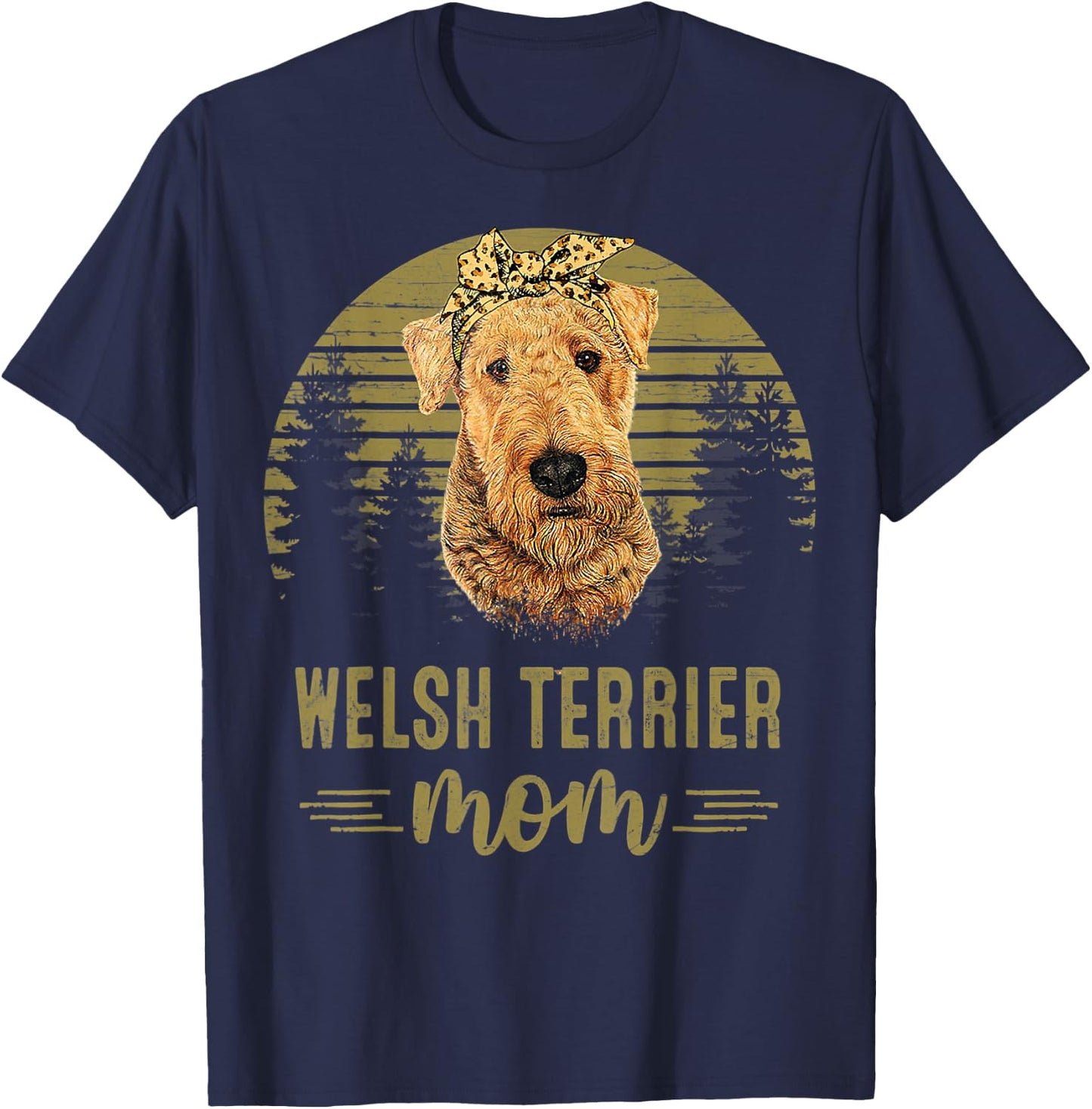 Vintage Welsh Terrier Mom Dog Lover Mother's Day Women Kids T-Shirt - T-Shirt | Navy