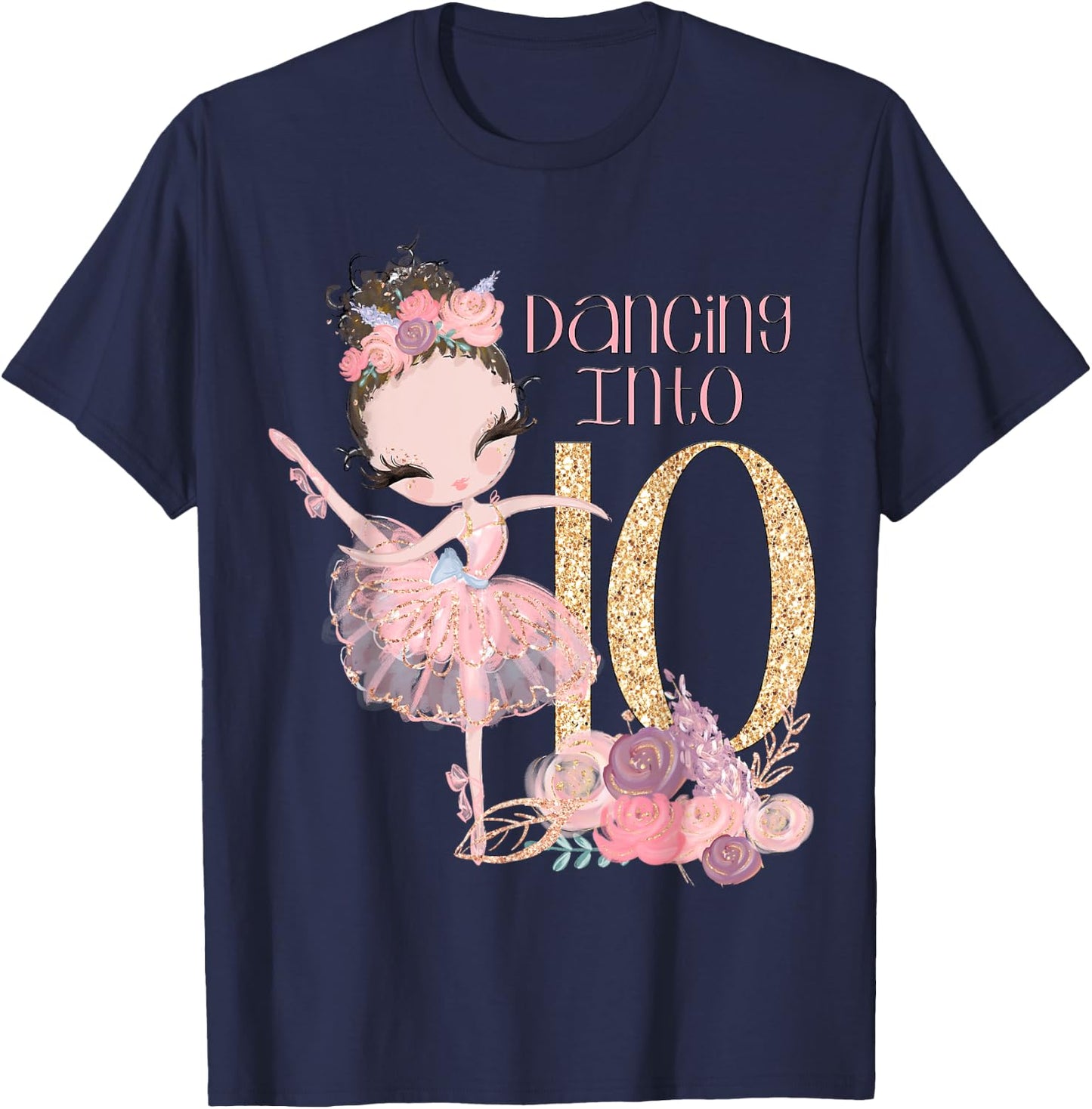 10th Birthday Ballerina Party Dancer Ballet Ten Dance Girls T-Shirt - T-Shirt | Navy