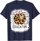 Bleached Educator, Leopard Apple, Inspire Teach, Blessed T-Shirt - T-Shirt | Navy