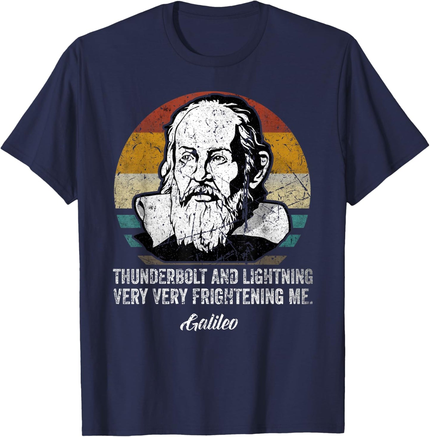 Thunderbolt lightning Galileo philosopher physics astronomy T-Shirt - T-Shirt | Navy