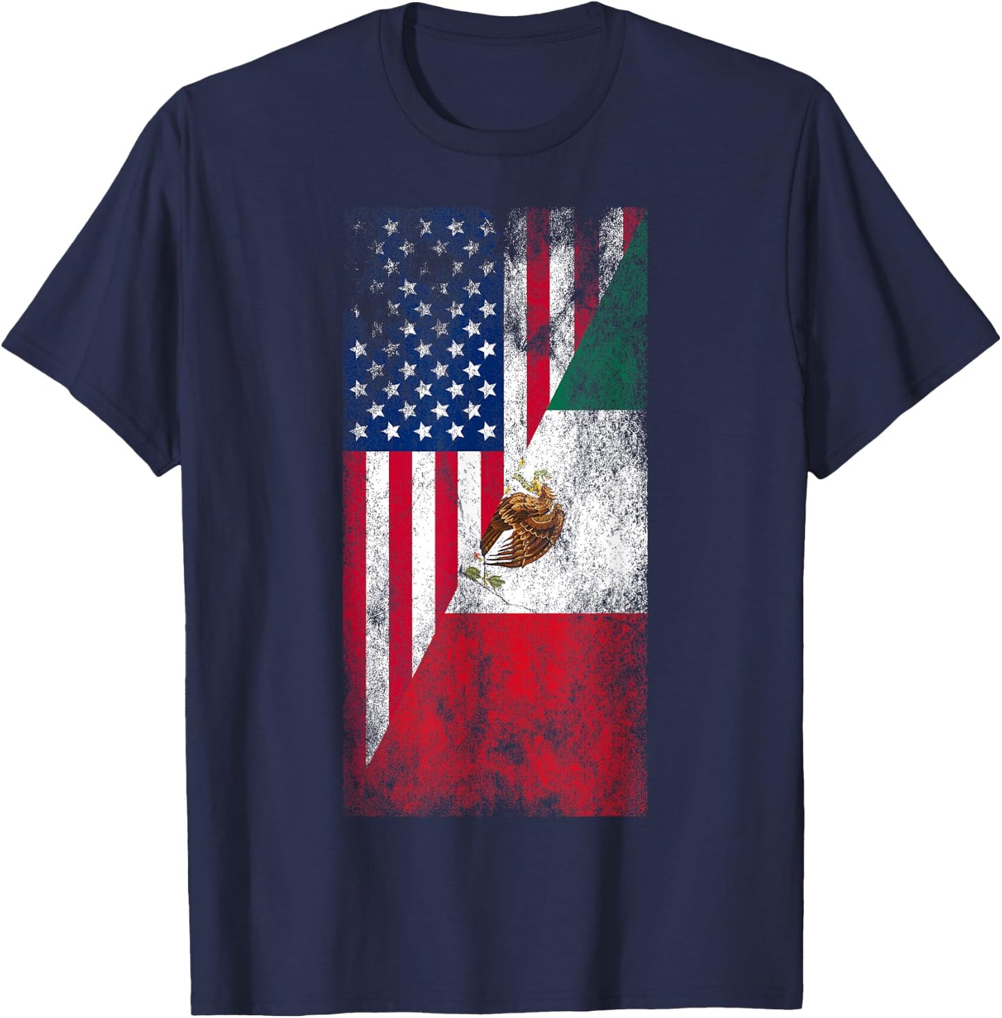 USA & Mexico Flags - United States of America, Mexican T-Shirt - T-Shirt | Navy