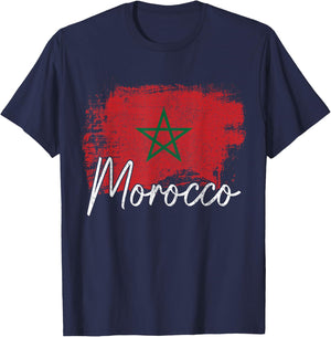 Morocco Vintage Flag Moroccan African T-Shirt - T-Shirt | Navy