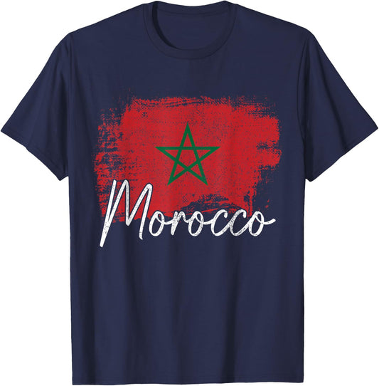 Morocco Vintage Flag Moroccan African T-Shirt - T-Shirt | Navy