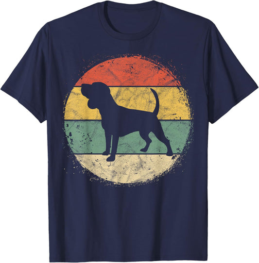 Circular Retro Beagle Owner Gift Tricolor Beagle Dad Mom T-Shirt - T-Shirt | Navy