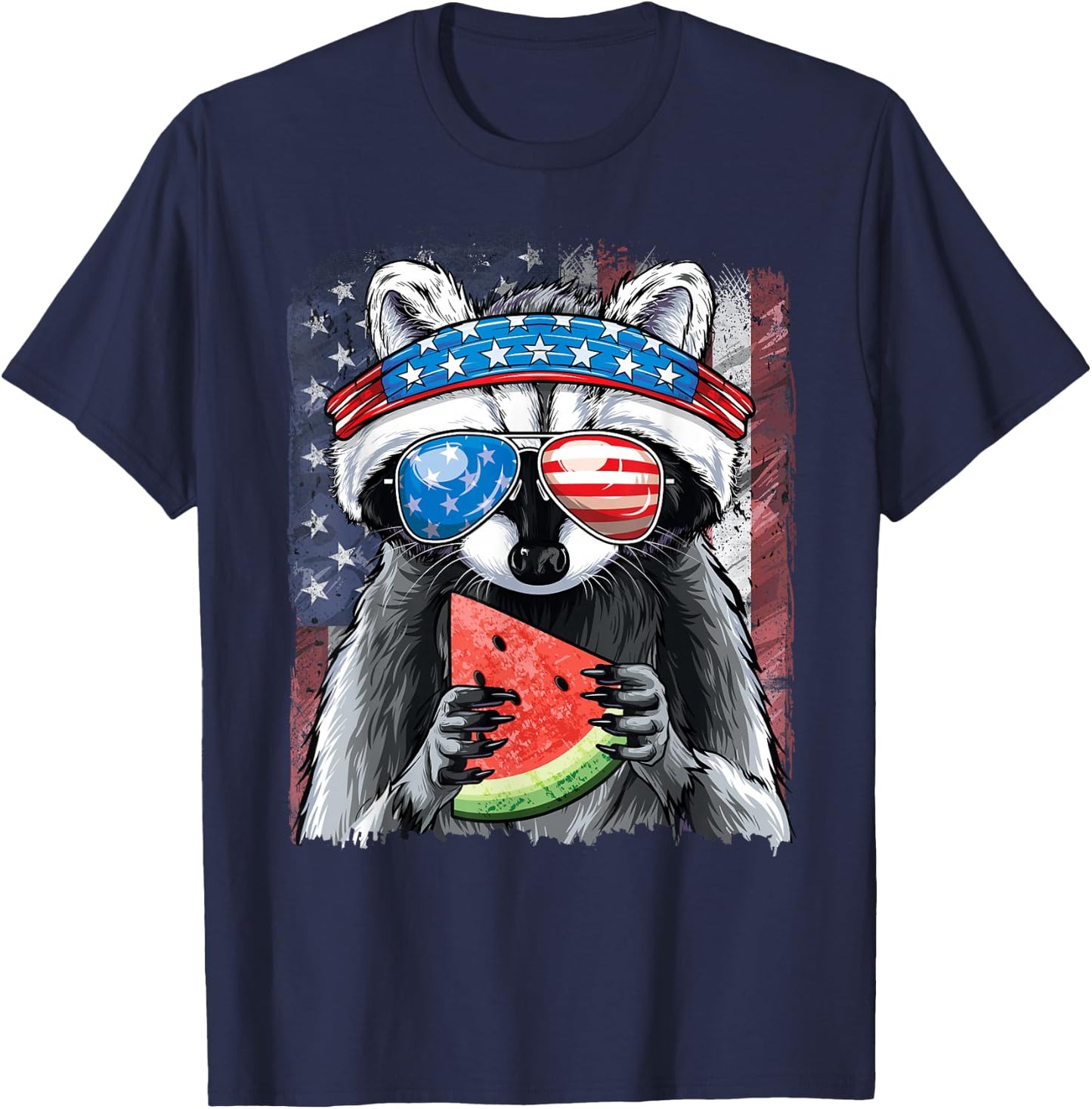 Trash Panda American Flag Boys Raccoon 4th of July T-Shirt - T-Shirt | Navy