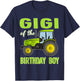 Gigi of The Birthday Boy Tractors Farm Trucks Family T-Shirt - T-Shirt | Navy
