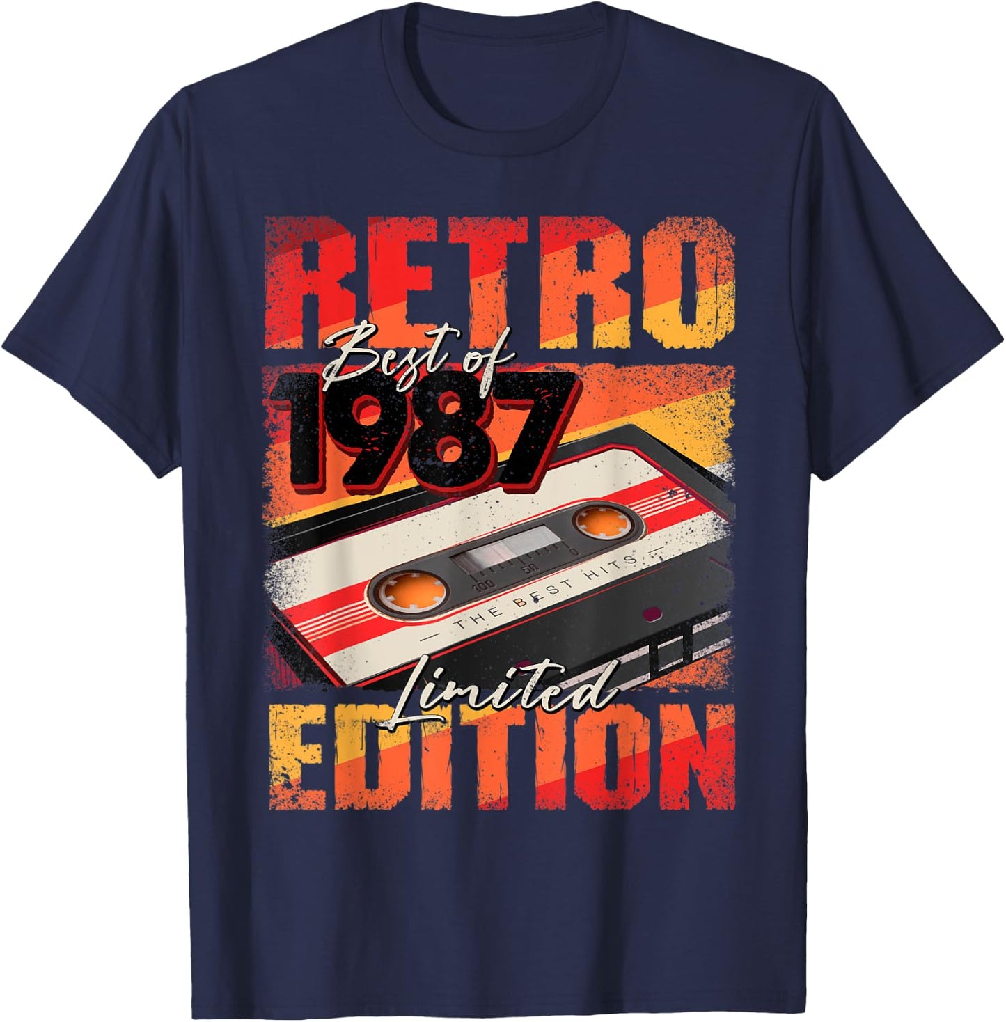 Vintage 1987 Best Of 1987 Cassette Tape 35th Birthday T-Shirt - T-Shirt | Navy