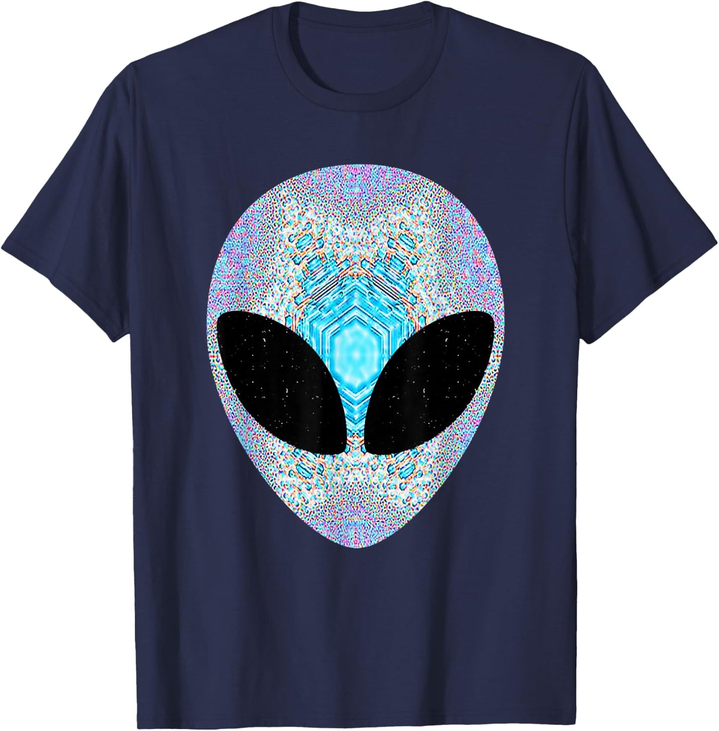 Alien Head Design Colorful Alien Rave Believe UFO T-Shirt - T-Shirt | Navy