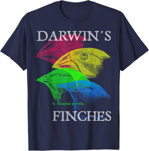 Nerdy Darwin's Finches Evolution Science Biology Teacher T-Shirt - T-Shirt | Navy