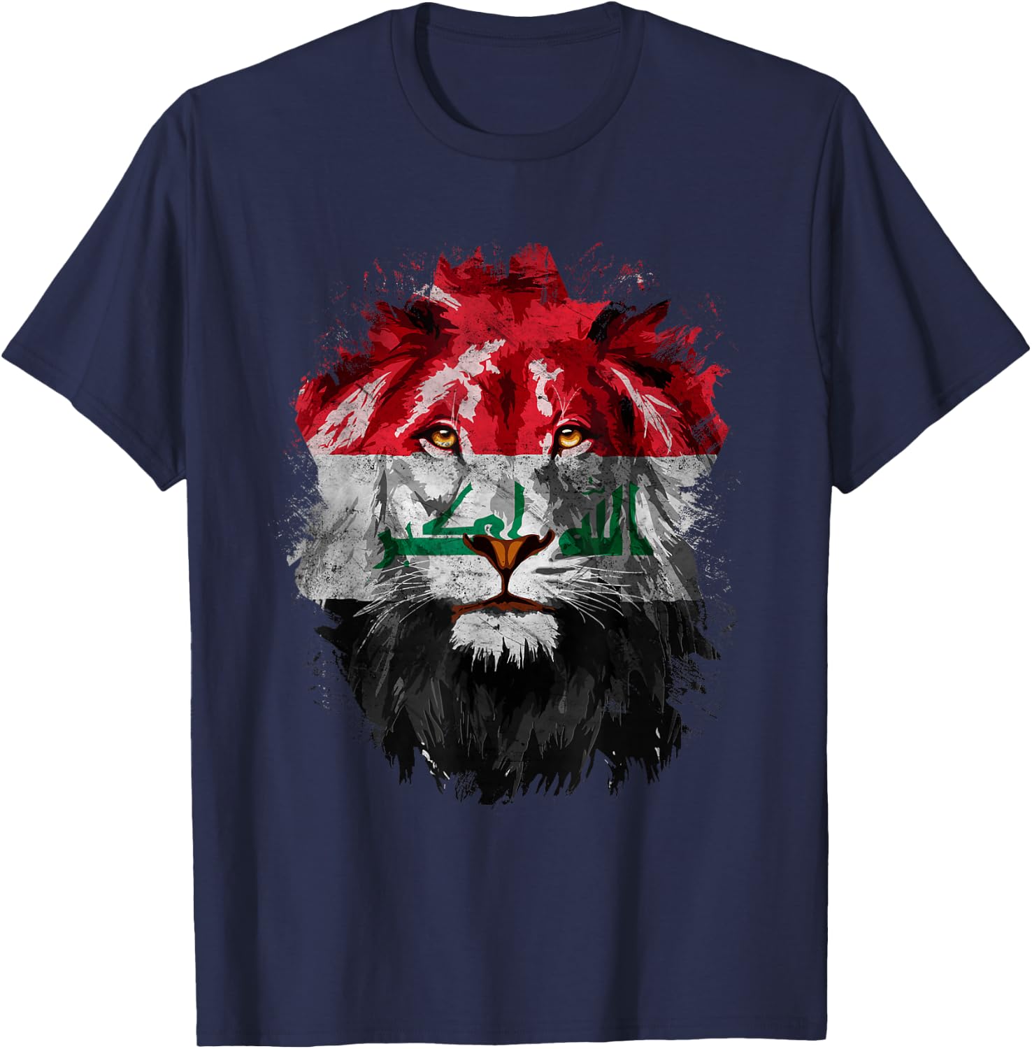 Vintage Iraq Flag Retro Iraqi Pride Lion Iraq Flag T-Shirt - T-Shirt | Navy