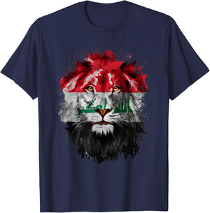 Vintage Iraq Flag Retro Iraqi Pride Lion Iraq Flag T-Shirt - T-Shirt | Navy