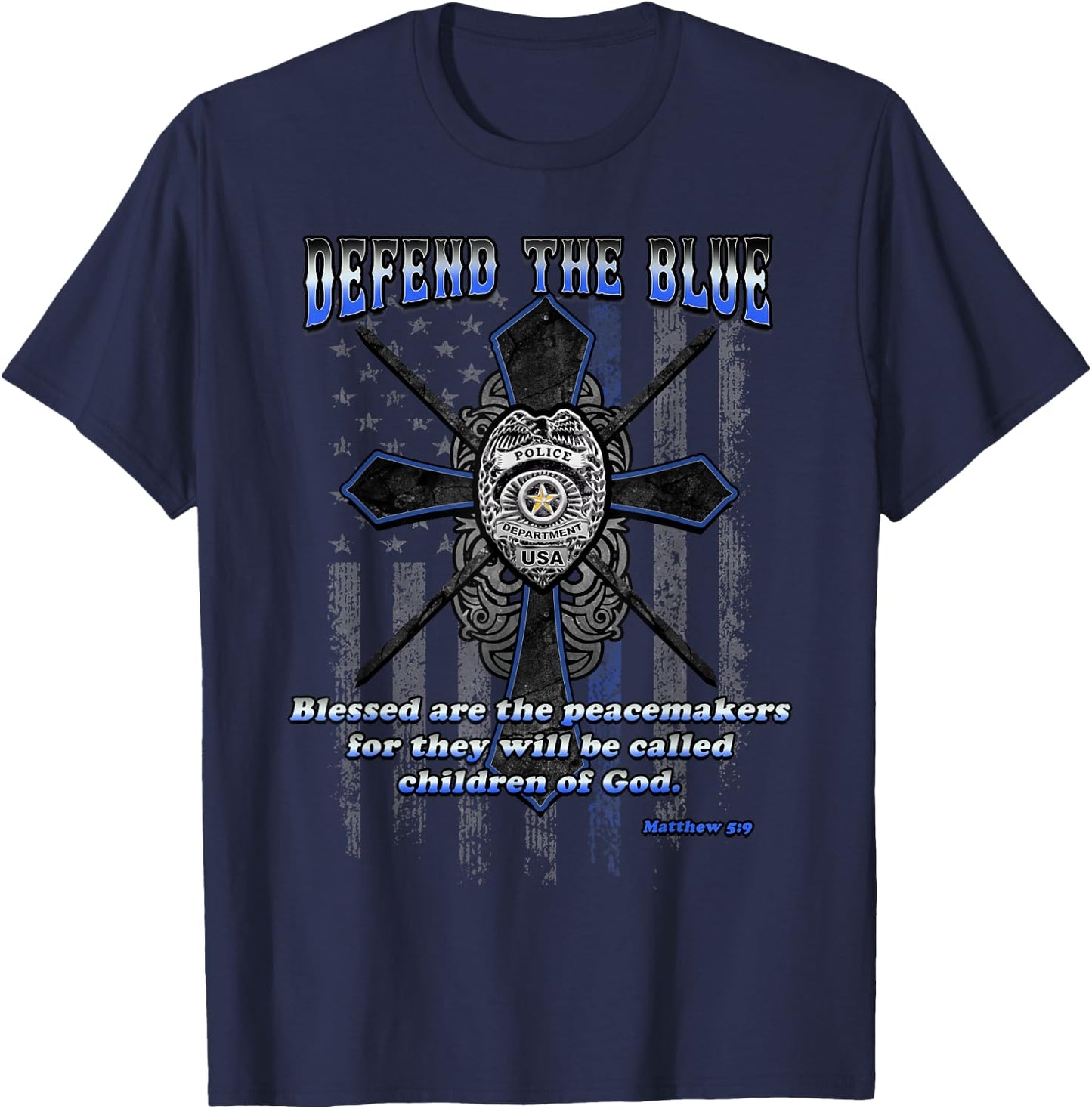 Back The Police | Blue Line | Defend The Blue T-Shirt - T-Shirt | Navy