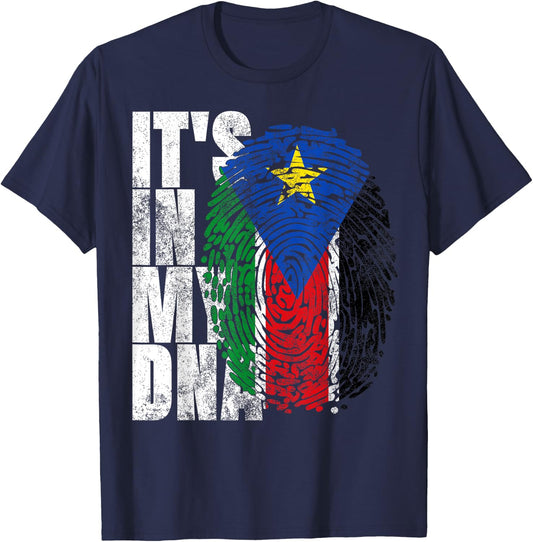 It's In My DNA South Sudanese Gifts African South Sudan Flag T-Shirt - T-Shirt | Navy