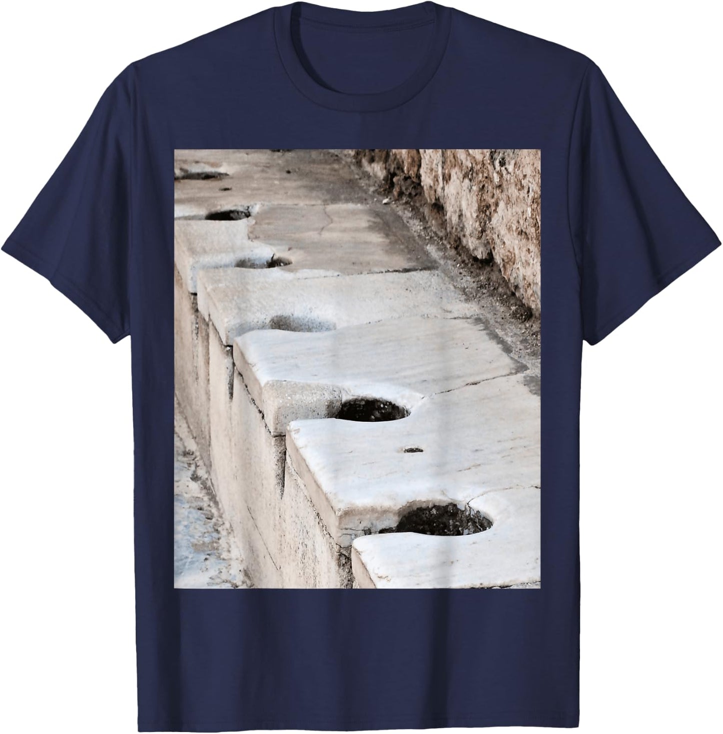Latriana, Ancient Roman Lavatory In Ephesus Turkiye T-Shirt - T-Shirt | Navy