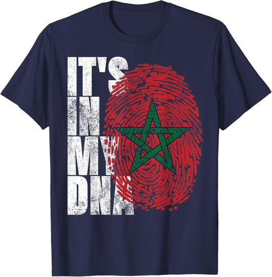 It's In My DNA Moroccan African Gifts Moorish Morocco Flag T-Shirt - T-Shirt | Navy