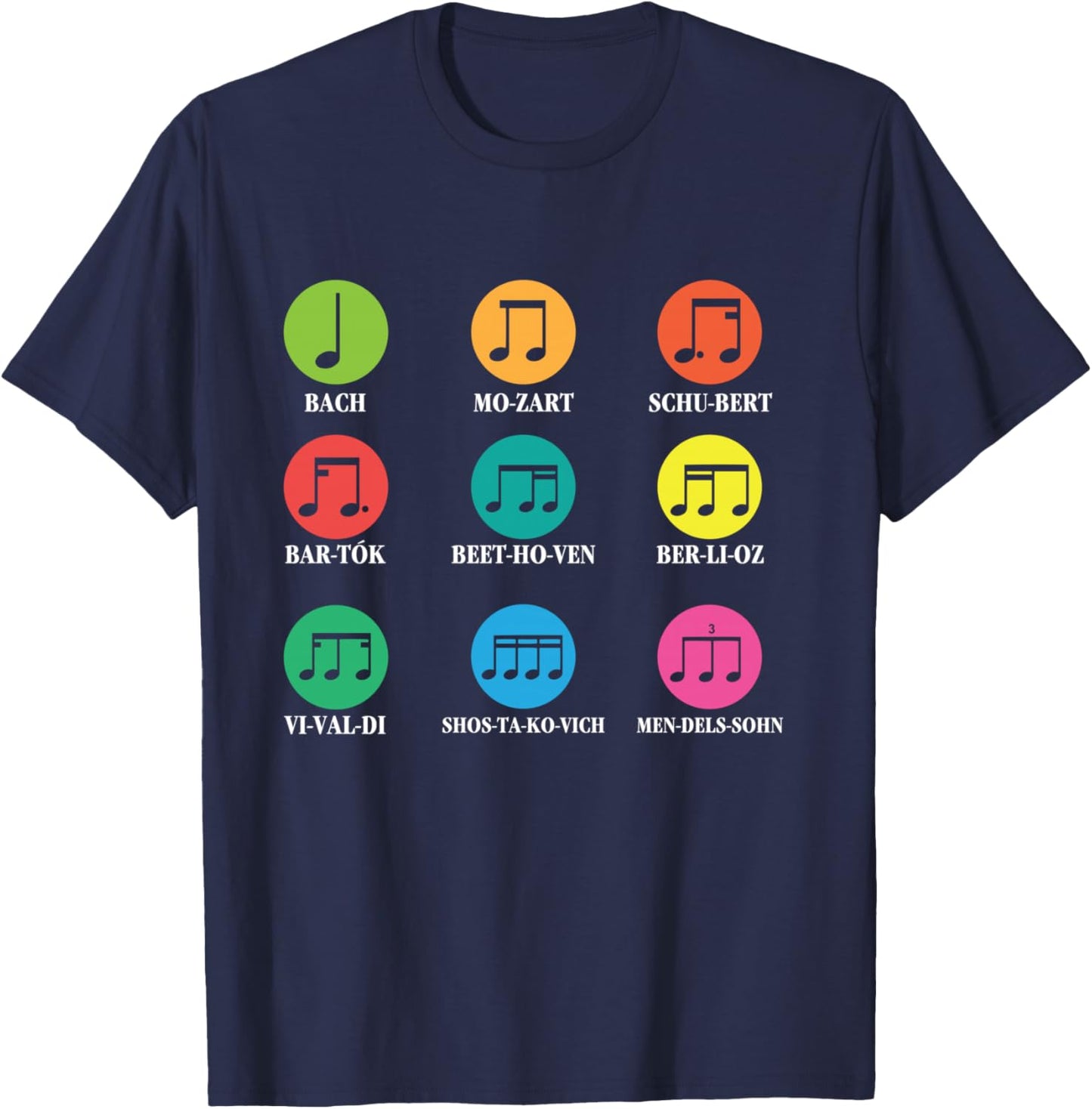 Classical Composers Classical Music Sheet Music T-Shirt - T-Shirt | Navy