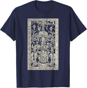 King Pakals Maya Antique Carved Spaceship T-Shirt - T-Shirt | Navy