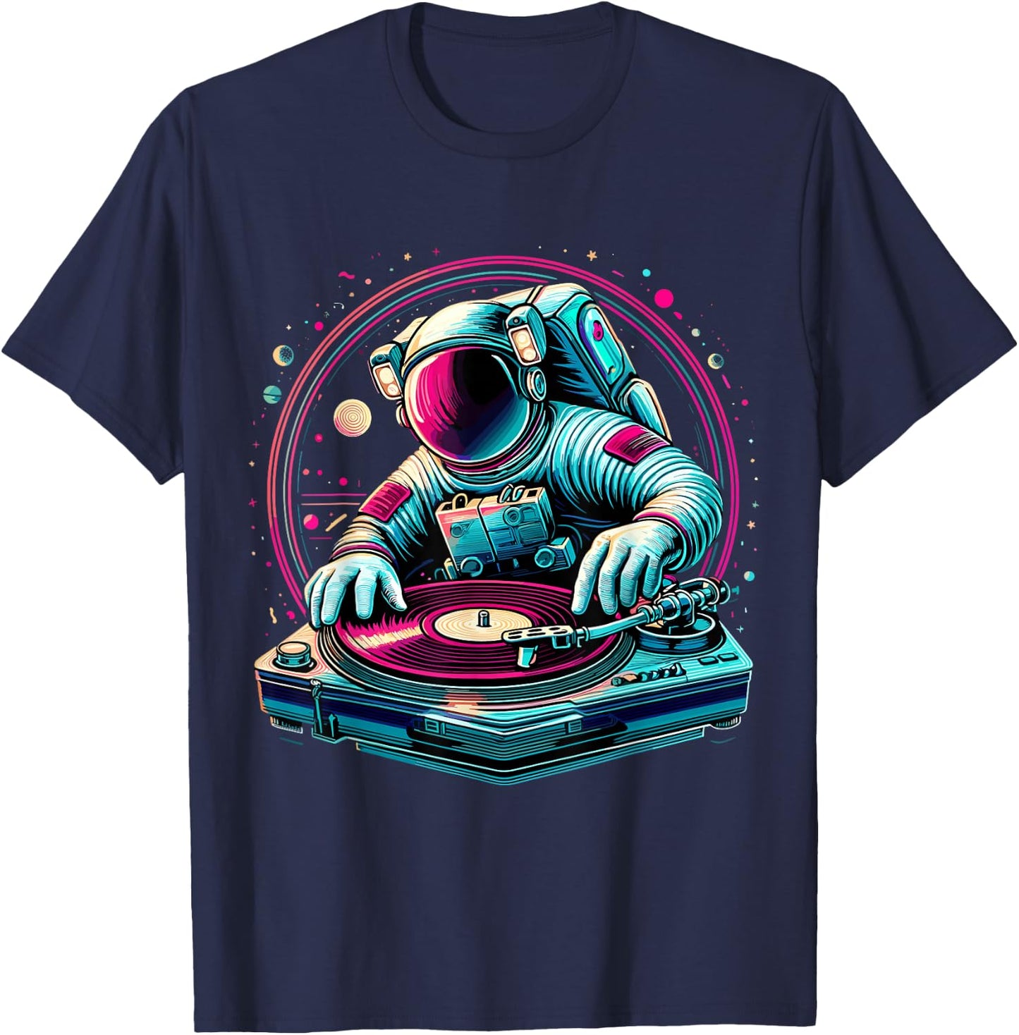 Astronaut Space DJ Planets DJing in Space T-Shirt - T-Shirt | Navy